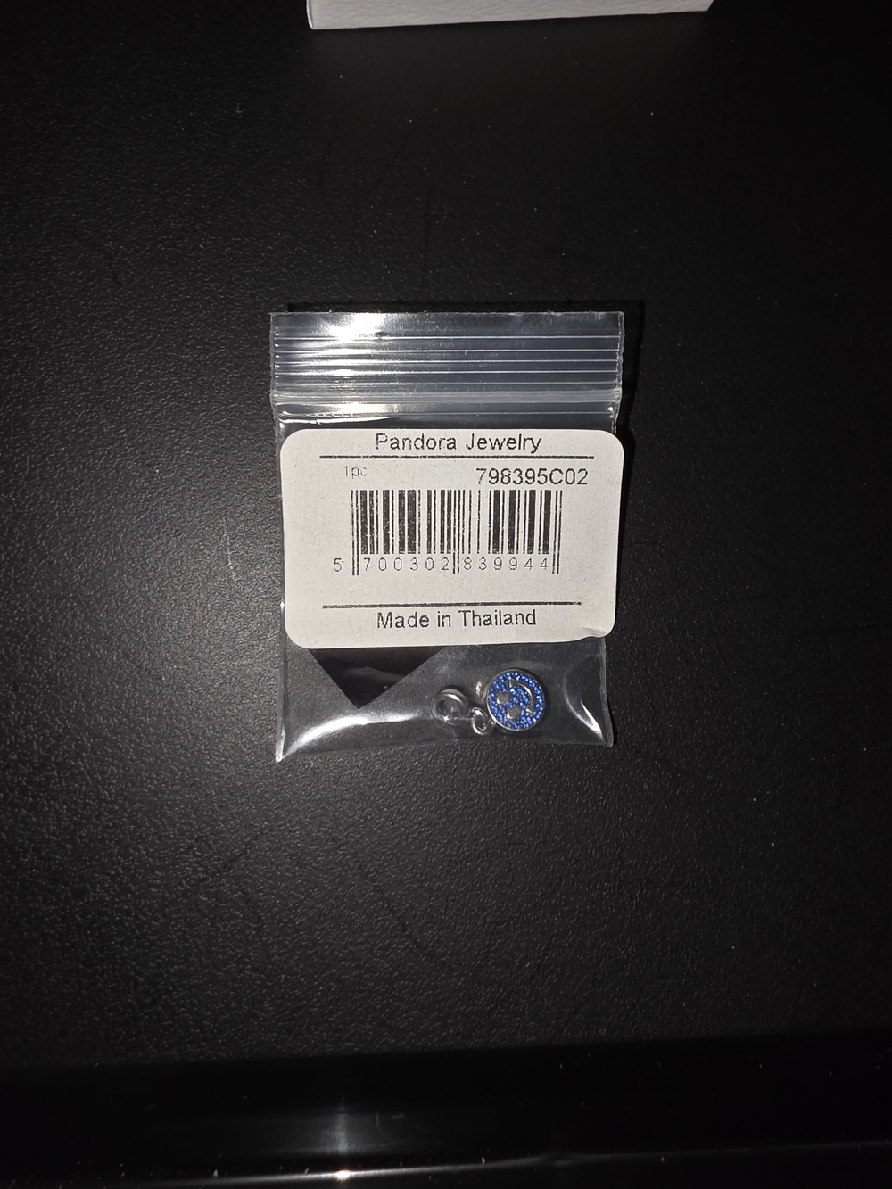 Pandora Silver My Smile Dangle Charm with Light Blue Enamel Center